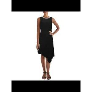 NWT JBS LIMITED Womens Black Asymmetrical Sleeveless Fit + Flare Dress S